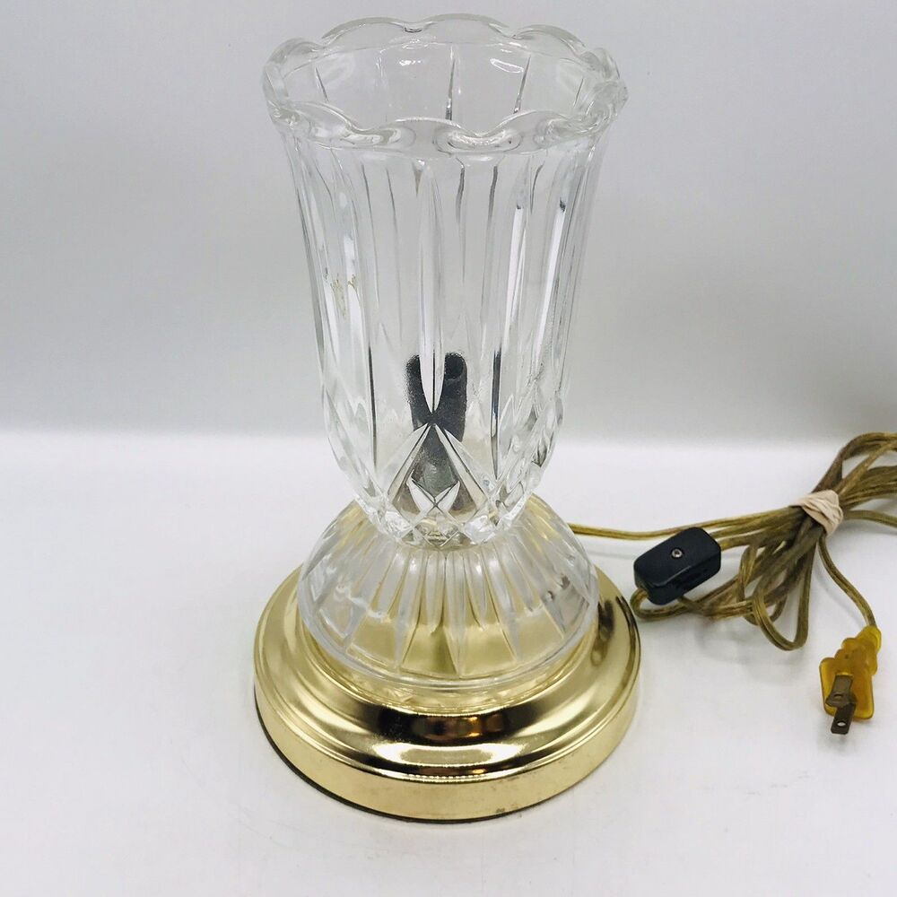 Decorative MCM Heavy Cut Crystal Glass Vase Table, Mantle, Piano, Counter Lamp